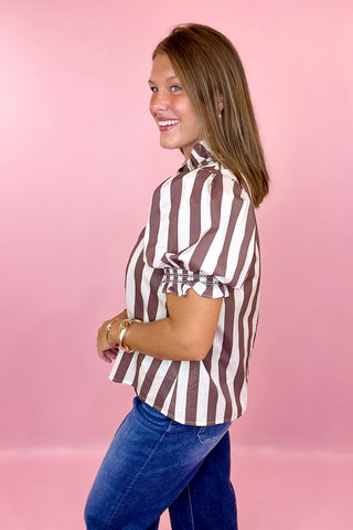 True Feelings Striped Top Brown