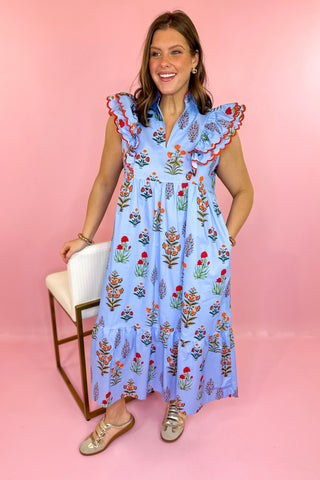 Floral Midi Dress Blue