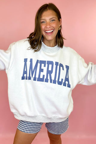 USA/America Reversible Mock Sweatshirt - Grey
