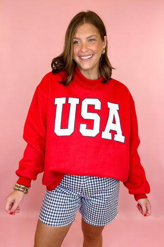 USA/Flag Reversible Mock Sweatshirt - Red