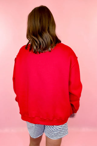 USA/Flag Reversible Mock Sweatshirt - Red