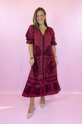 Victoria Dunn Maxi Dress Garnet Paisley