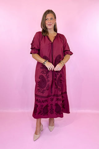 Victoria Dunn Maxi Dress Garnet Paisley