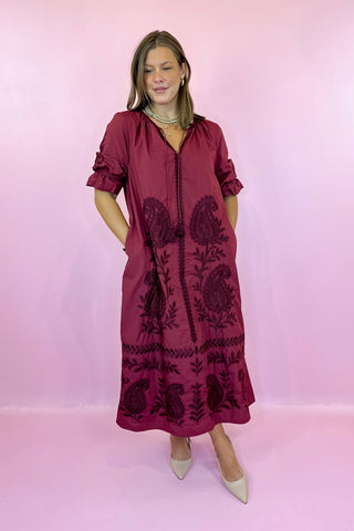 Victoria Dunn Maxi Dress Garnet Paisley