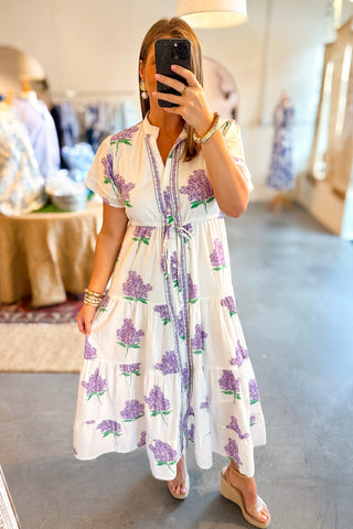 Victoria Dunn Magnolia Flutter Midi Dress Lilac