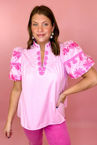 Embroidered Top Pink