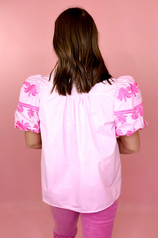 Vineyard Views Embroidered Top Pink