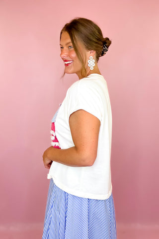 Vintage Vibes American Flag Top Cream