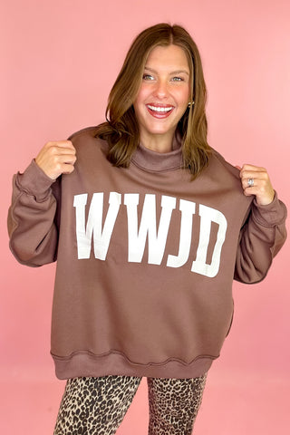 WWJD/Amen Reversible Mock Sweatshirt Brown