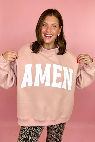WWJD/Amen Reversible Mock Sweatshirt Pink