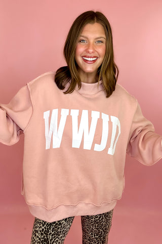 WWJD/Amen Reversible Mock Sweatshirt Pink