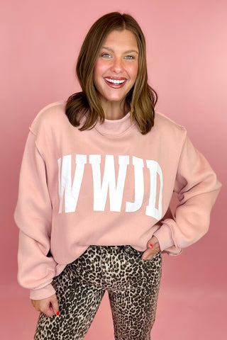 WWJD/Amen Reversible Mock Sweatshirt Pink