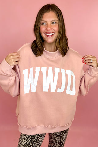 WWJD/Amen Reversible Mock Sweatshirt Pink