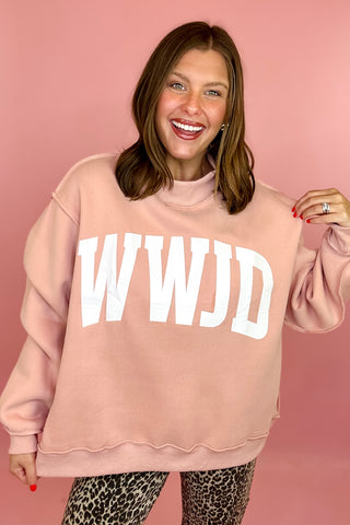 WWJD/Amen Reversible Mock Sweatshirt Pink