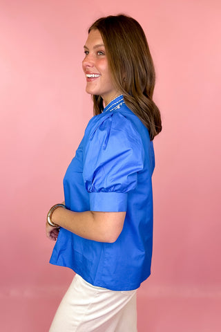 Embroidered Top Blue