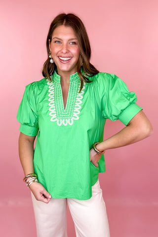 Embroidered Top Green