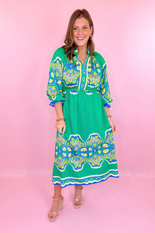 Abstract Midi Dress Green