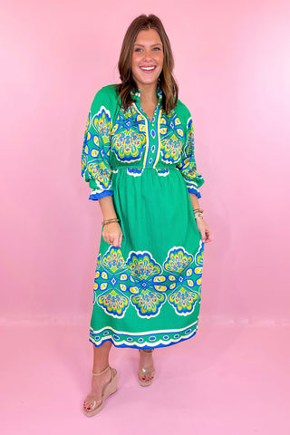 Abstract Midi Dress Green