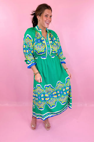 Abstract Midi Dress Green