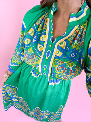 Abstract Midi Dress Green