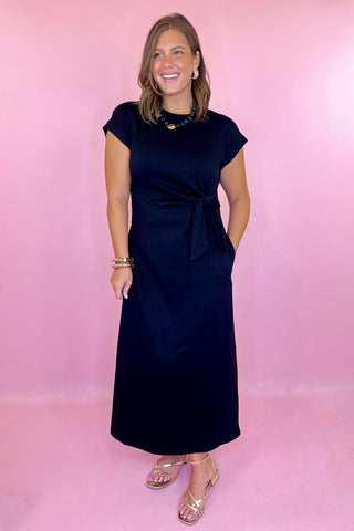 What A Dream Tie Front Midi Dress Black