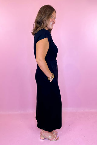 What A Dream Tie Front Midi Dress Black