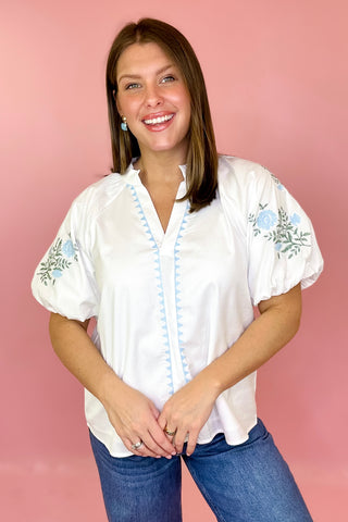 Embroidered Top White
