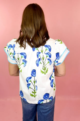 Floral Top Cream/Blue