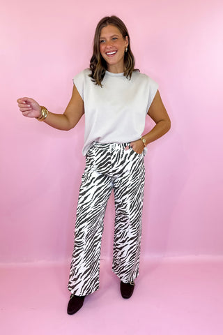 Wild Heart Zebra Wide Leg Pant Ecru