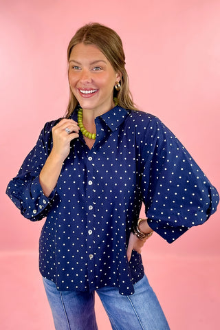 Polka Dot Top Navy