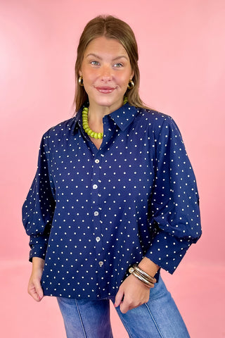 Polka Dot Top Navy
