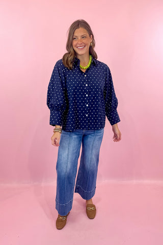 Polka Dot Top Navy