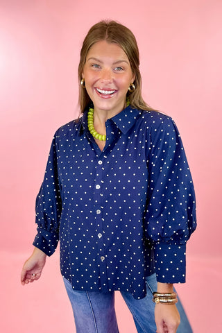 Polka Dot Top Navy
