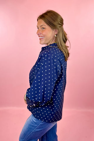 Polka Dot Top Navy