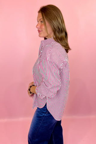 Striped Button Down Red