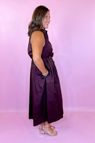  Sleeveless Midi Dress - Brown
