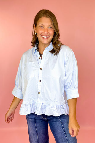 Write Me Back Button Front Top Blue