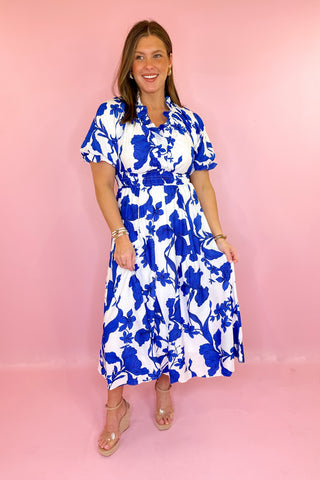 Floral Midi Dress Blue