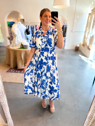 Floral Midi Dress Blue