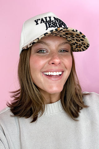 Y'all Need Jesus Baseball Cap Leopard