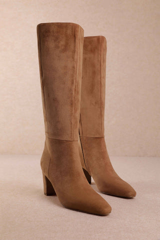 Eira Suede Knee High Boot - Taupe