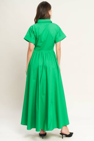 Hopeless Romantic Bow Front Midi Dress - Green