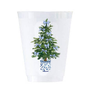 Blue Bows Christmas Tree Shatterproof Cups