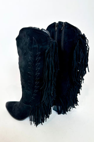 Dusty Suede Fringe Boots