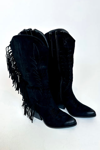 Dusty Suede Fringe Boots