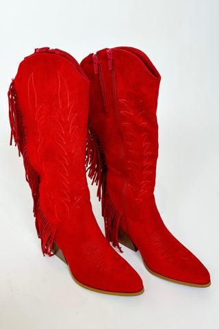 Dusty Suede Fringe Boots