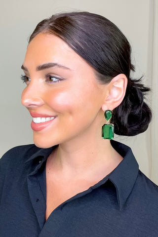 Pear and Emerald Dangle Earrings