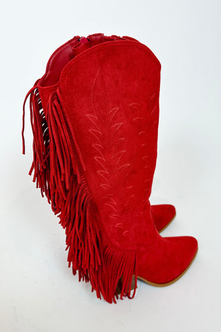 Dusty Suede Fringe Boots