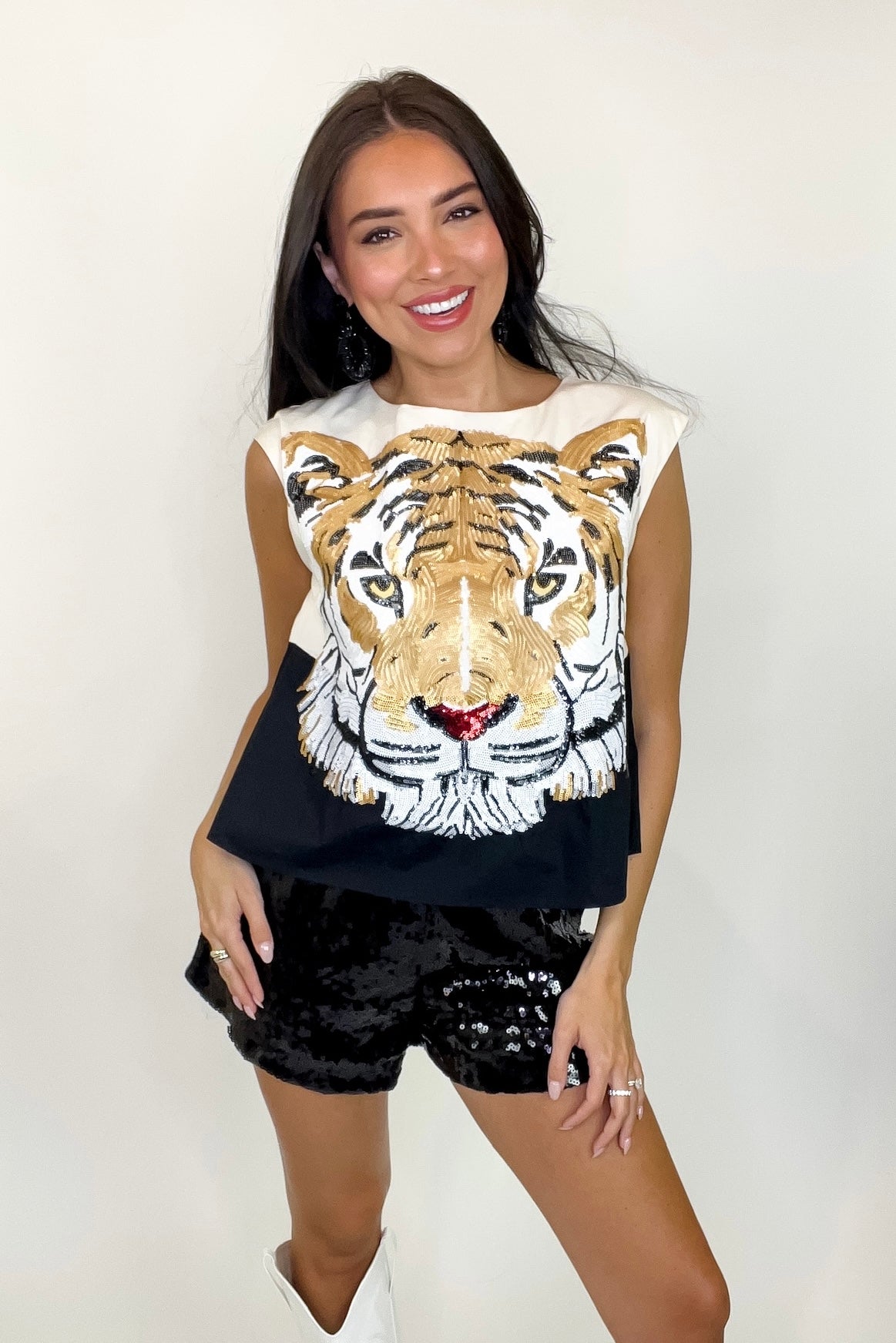 Sparkle City White Tiger Head Tee