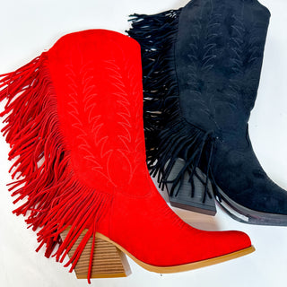 Dusty Suede Fringe Boots